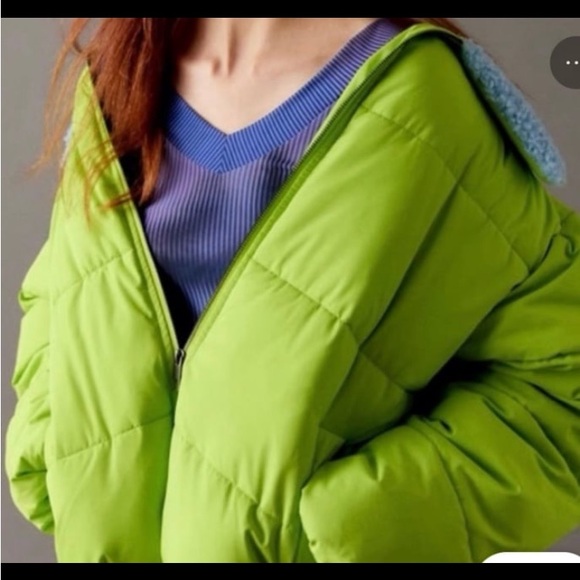 Urban Outfitters Duckie Faux Shearling Collar Puffer Jacket. Size Med & LG - Picture 2 of 6